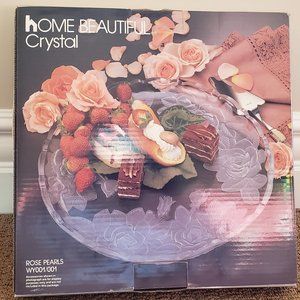 🍁Home Beautiful Round Crystal Platter 14" NWOT